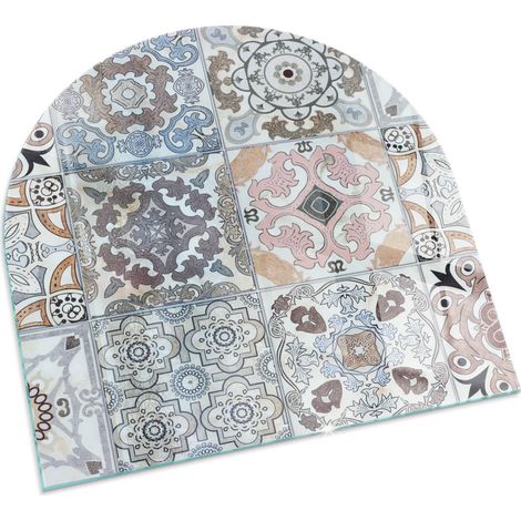 Plaque Carrée en verre Cheminée Protecteur de Sol Sous la Cheminée Verre Trempé Protection Thermique Motifs mosaïques sur carreaux 100x100 cm (1/5)