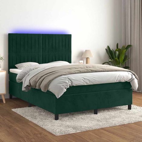 Boxspringbett mit Matratze & LED Dunkelgrün 140x190 cm Samt (1/5)