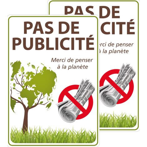 Signaletique.Biz France – Lot de 2 autocollants stop pub 7x10 cm – Vinyle résistant aux intempéries – Message clair pour boîte aux lettres – Écologique et engagé