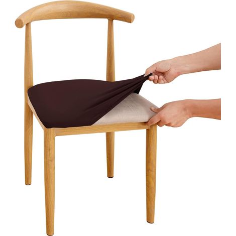 2-Piece Stretch Chair Seat Cover, Removable, Washable, Elastic for a Universal Fit, Decoration for Wedding Bouquets, Hotels, Restaurants (4 PCS, Light Coffee) (1/5)