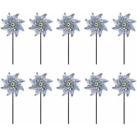 Moulin à Vent Réfléchissant, 10 Pièces Anti-Oiseaux Moulin À Vent Réfléchissant, Moulin a Vent Jardin Exterieur, Répulsif à Oiseaux pour Protéger Le Jardin/Verger/Cour Intérieure