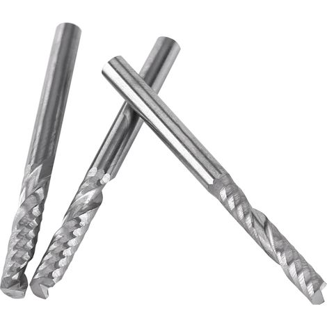 10 fraises en carbure de tungstène à une seule goujure, hélicoïdales, pour fraiseuse CNC, 3,175 x 17 mm (1/5)