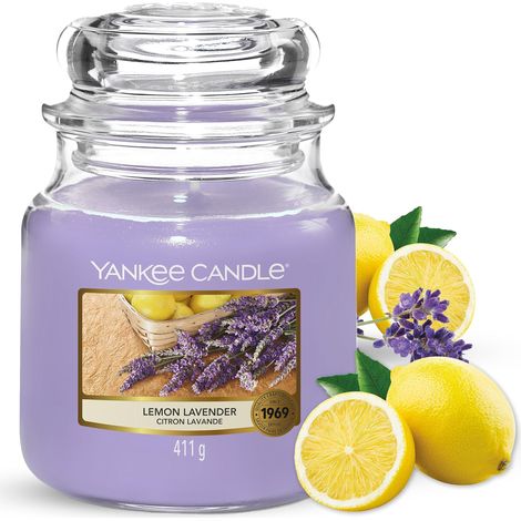Yankee Candle Candela profumata Candela giara media Lavanda al limone Candele a lunga combustione: fino a 75 ore Candele Profumate - il regalo perfetto per le donne (1/5)