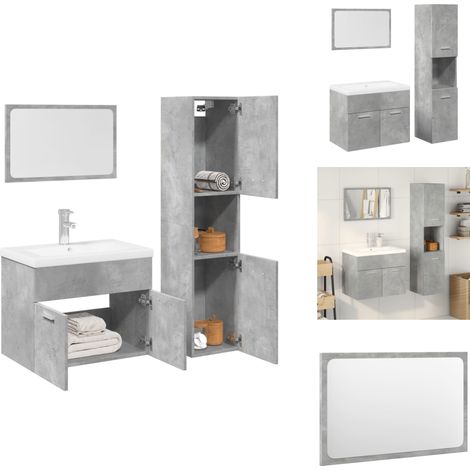 Ensemble de meubles de salle de bain 4 pcs gris béton - Ensemble De Meubles De Salle De Bain - Ensembles De Meubles De Salle De Bain - Armoire De Salle De Bain - Armoire De Rangement De Salle De Bain (1/5)