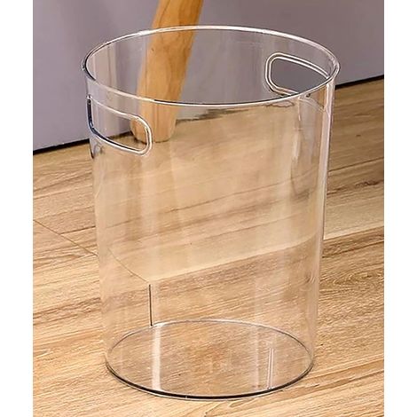Papelera de plástico transparente – 22 x 19 cm – Diseño minimalista y elegante – Cesta de reciclaje para oficina, hogar, dormitorio – Papelera para escritorio, mesa (1/5)