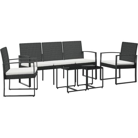 Set da Pranzo da Giardino 5 pz Salotto da Giardino Nero con Cuscini in Rattan PP (1/5)