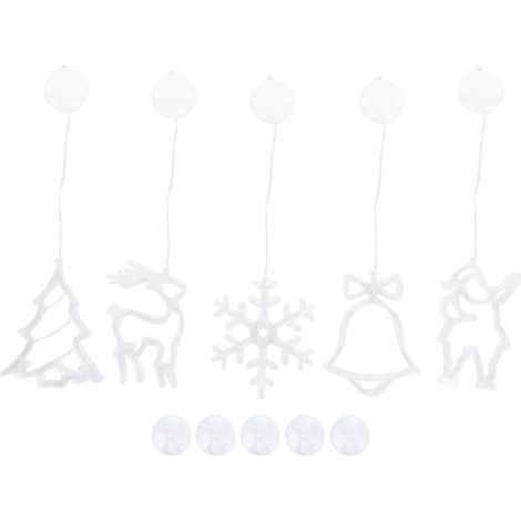 5 Pièces Lot Guirlande Lumineuse LED Noël Décoration Fenêtre Suspension Rennes Sapin (1/5)