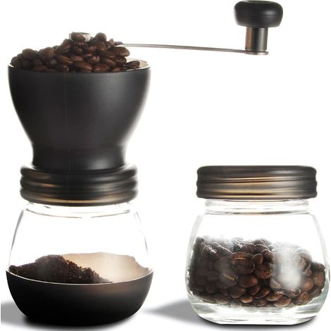 Moulin à café manuel en céramique avec mouture réglable pour expresso, cafetière à piston et café filtre, idéal pour la maison, le bureau et les voyages.-AquaForge
