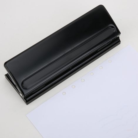 Perforateur 6 trous réglable avec base antidérapante pour papier - Matériel de bureau noir (1/5)