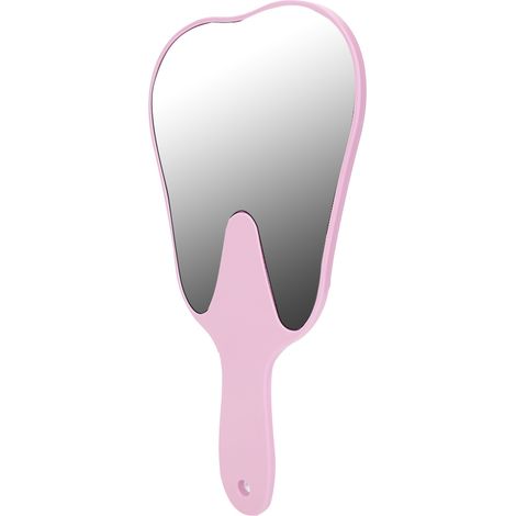 Miroir en forme de dent, avec poignée mignonne, miroir dentaire à main, accessoire dentaire rose (1/5)