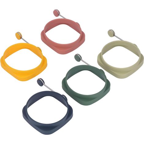 Lot de 5 moules à œufs en silicone ronds et carrés, double face, antiadhésifs, pour crêpes, sandwichs et bien plus encore. (1/5)