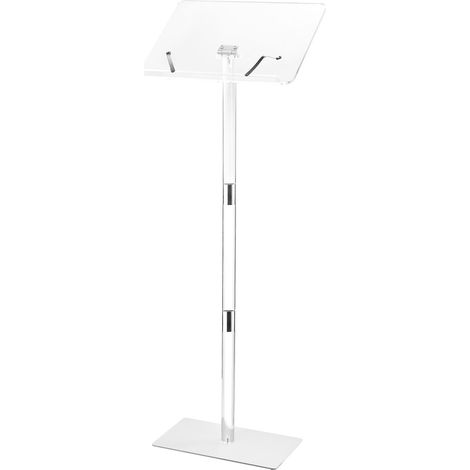 Podiumständer Rednerpult aus Acryl (1,22 m), tragbarer Laptop-Schreibtisch mit Buchklammern & breiter Lesefläche & verstellbarem Winkel, Bodenstehend für Klassenzimmer Hochzeiten Konferenzen (1/5)