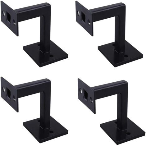 Lot de 4 supports de rampe d'escalier carrés robustes, supports de rampe d'escalier carrés noirs, supports muraux pour balustrade d'escalier (1/5)