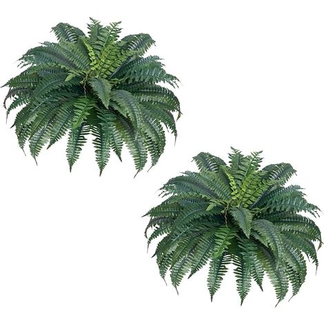 Helecho artificial VEVOR, juego de 2, helecho Boston artificial de 110-120 cm, planta colgante artificial con 50 hojas, para decoración interior/exterior, hogar, oficina. Maceta no incluida. (1/5)