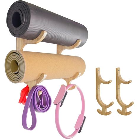 Support mural pour tapis de yoga - en bois - multifonctionnel - avec 4 (1/5)
