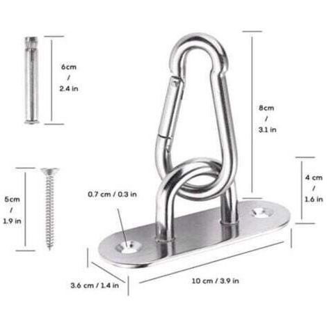 NALOOKAMIC Crochet De Plafond, 450KG Capacité Crochet de Fixation Murale de Plafond Robuste 304 Acier Inoxydable, Kit de Suspension pour Hamac Chaise accrochante Sac de Boxe Yoga (1/4)