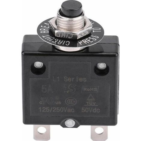 – Disjoncteur tripolaire 10A – Protection surcharges 125-250V AC, 50V DC – Interrupteur thermique réinitialisation manuelle – Compact et durable (1/5)