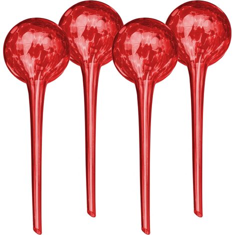Lot de 4 Bulle d'arrosage, Verre, 30 x 9 cm, 350 ml, Rouge, Intérieur et Extérieur (1/5)