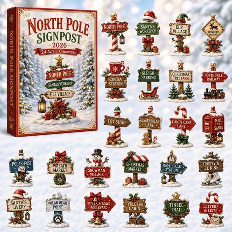 Adventskalender 2026 – 24-teilig – rot, grün, weiß – Acryl – 24 Tage, Weihnachtsschmuck mit Nordpol-Motiv – Christbaumschmuck – geeignet für Weihnachten und als Dekoration für den Wohnbereich (1/5)