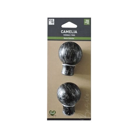 SET 2 TERMINALI CAMELIA NERO-ARGENTO