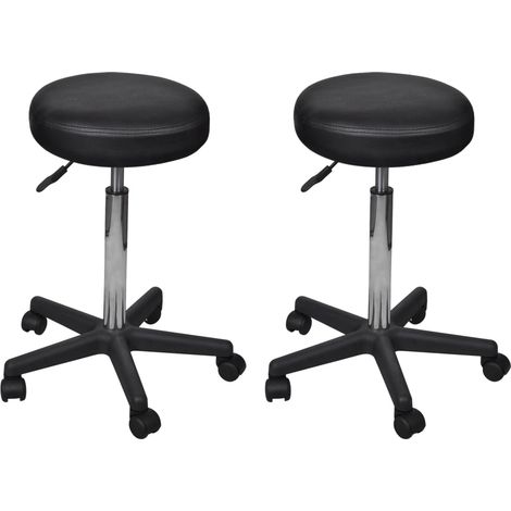 Taburetes de oficina 2 uds cuero sintético negro vidaXL