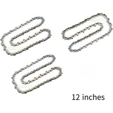 Lot de 3 Chaîne de Tronçonneuse pour Guide-Chaîne de 12\" (30 cm), 45 Maillons d'Entraînement, Compatibles avec Dolmar, Echo, Bosch, Einhell et autres (1/4)