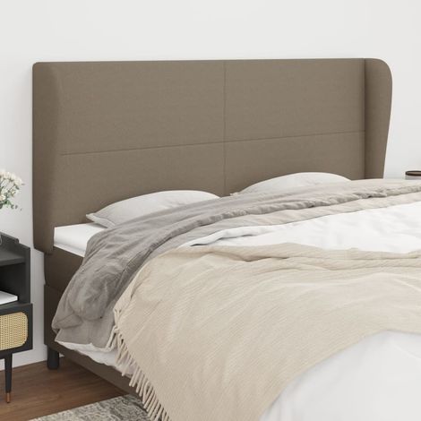 vidaXL Tête de lit avec oreilles Taupe 183x23x118/128 cm Tissu (1/5)