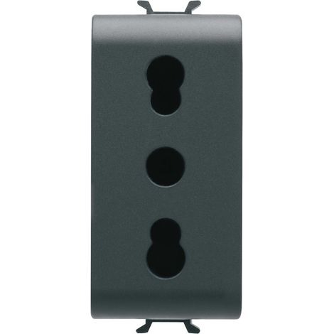 GW12203 Prise 1 Module 2P+T 16A Bivalente P17-P11 Noir (1/2)