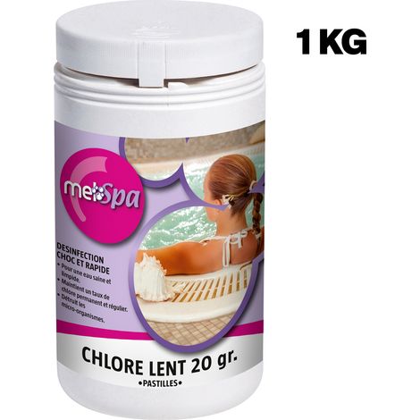 Llofer – Chlore lent en pastilles de 20gr – 1kg pour traitement spa – Dissolution lente et stabilisé – Entretien de l'eau de spa