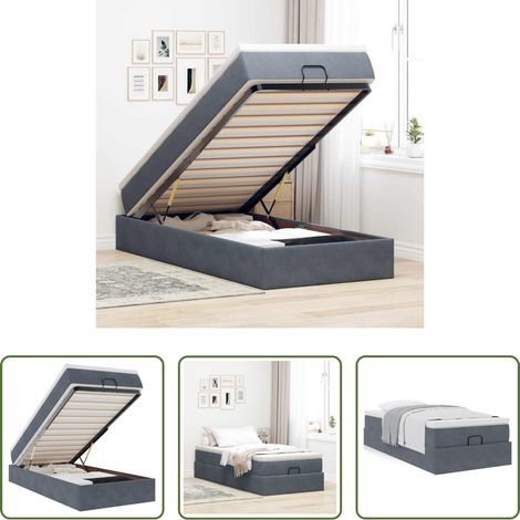 vidaXL Samt - Ottoman-Bett mit Matratze Dunkelgrau 90x200 cm Samt (1/5)