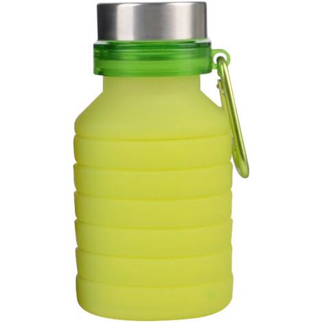 Bouteille d'eau pliable en silicone réutilisable pour voyage, gym, camping, randonnée, portable, anti-fuite, pour le sport, verte (1/4)