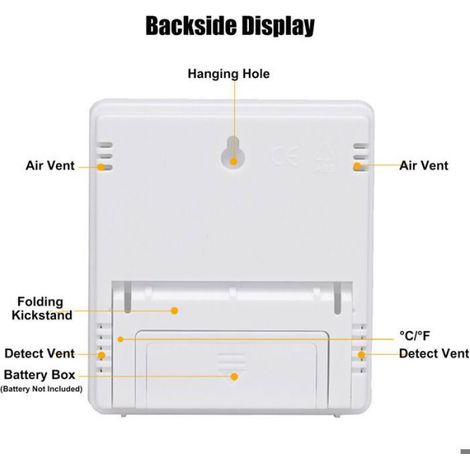 Thermomètre Hygromètre - Affichage LCD - Précision Industrielle - Mesure Température et Humidité Intérieures - Station Météo avec Réveil - 1 Pièce (1/5)