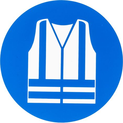 Panneau obligation, avec pictogramme : Gilet de sécurité haute visibilité obligatoire , en Plastique ( Prix pour 1 )
