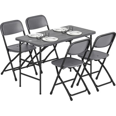 Ensemble de Table et Chaises de Jardin Pliantes, Cadre en Acier, Dimensions de la Table 120 x 70 x 72 cm, Dimensions de la Chaise 57 x 52 x 83 cm, Supporte jusqu'à 100 kg par Chaise, Tissu Résistant a (1/5)