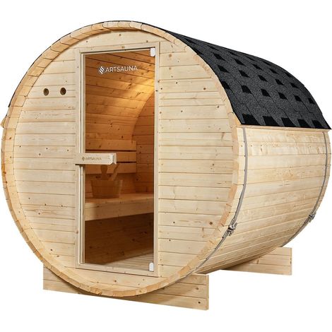 Sauna a botte Spitzbergen con riscaldatore per sauna 180 cm Ø 190 cm 3 , riscaldatore per sauna da 6 - 8 kW 2 - 6 persone (1/2)