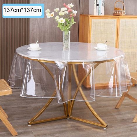 Transparente PVC-Tischdecke, wasserdichter Tischschutz, waschbare, transparente Tischdecke für Küche, Bar, Büro, Esstisch (137 cm)