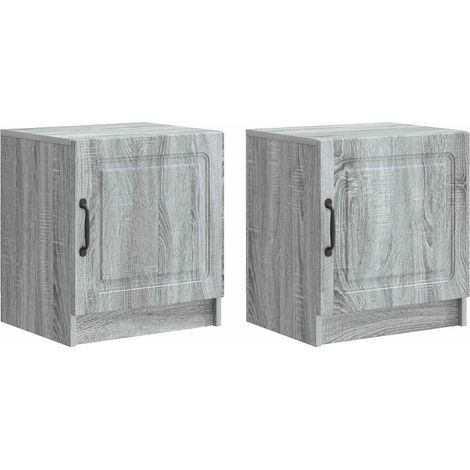 Set di 2 Comodino Armadio da Notte Mobiletto da notte Grigio Sonoma 43 x 34,5 x 47 cm (1/5)
