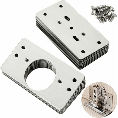 20 Pcs Plaque Réparation Charnière, Supports de Réparation Charnière en Acier Inoxydable, kit de Réparation de Charnière de Meuble avec 120 Vis,