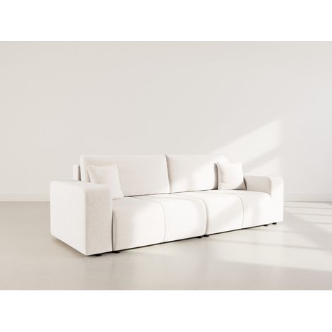 Nicole - canapé droit 4 places convertible avec coffre en tissu - beige (1/5)