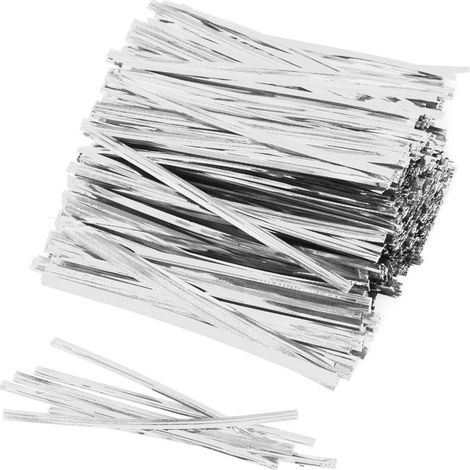 Attaches métalliques torsadées pour sacs et , attaches en plastique réutilisables 10 cm (argent, années 1500) (1/5)