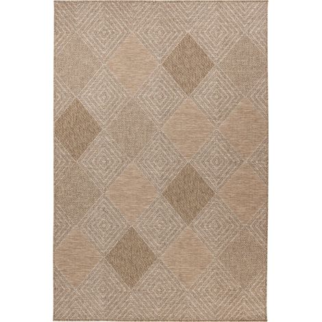 Tapis naturel à motifs losanges robuste et déperlant - 150 x 80 cm (1/5)