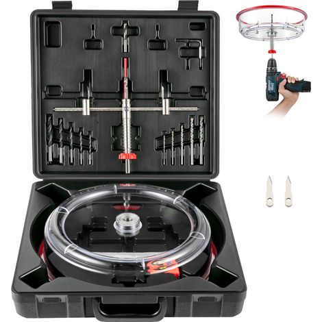 Scie Cloche Réglable 40-200 mm Kit Scie Cloche avec Cache Poussière, Coupe-Cercle Scie à Trou Réglable avec Capot Anti-poussière Sécurisé Propre pour Couper Plaques de Plâtre Placages Panneaux (1/5)