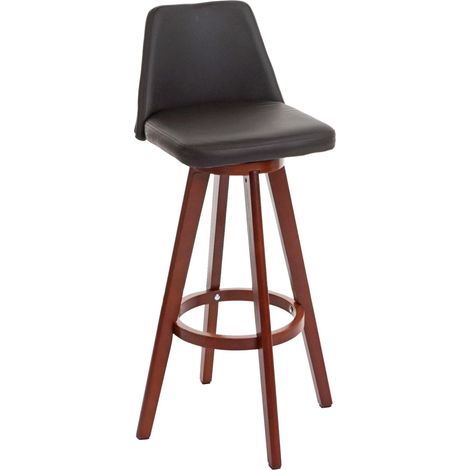 [NON UTILIZZATO] Sedia sgabello HHG-569 girevole design moderno legno ecopelle marrone (1/5)
