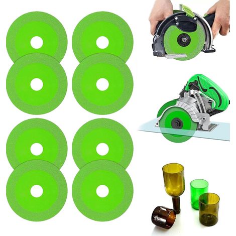 8 Pièces Disque Coupe Verre, Disque Diamant 125 Carrelage, Ø 22,23 mm Disque Carrelage pour Bouteille, Porcelaine, Jade, Granit, Verre (Vert) (1/5)