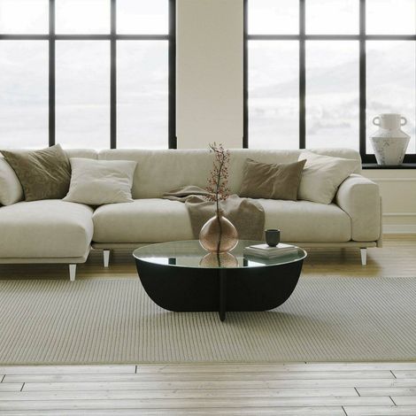 Dmora - Wohnzimmertisch Dpere, Niedriger Wohnzimmertisch, Kaffeeregal, Couchtisch für Sofa, 90x90h30 cm, Schwarz (1/5)