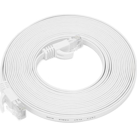 Câble Ethernet CAT6 Gigabit 8 conducteurs à paires torsadées, fil de cuivre plat, 10 mètres (1/5)