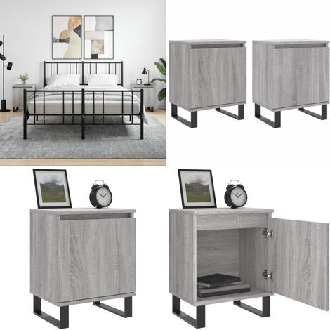 Nachttische 2 Stk. Grau Sonoma 40x30x50 cm Holzwerkstoff - Holznachtschränke - Nachttische Grau - Wohnzimmer Dekoration - Beistelltisch - Schlafzimmermöbel - Home & Living (1/5)