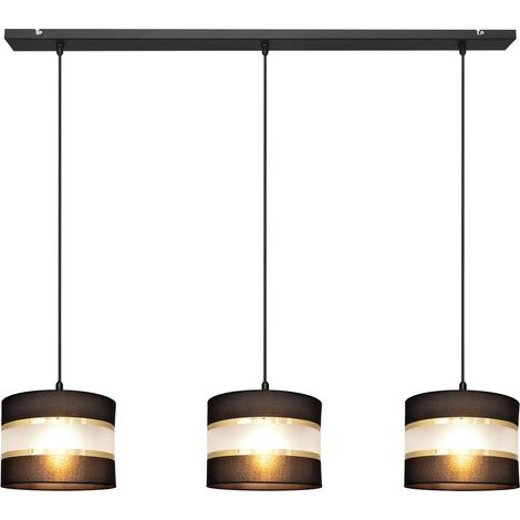 Helam HELEN Plafonnier Suspendu Straight Bar Noir, Or 65cm