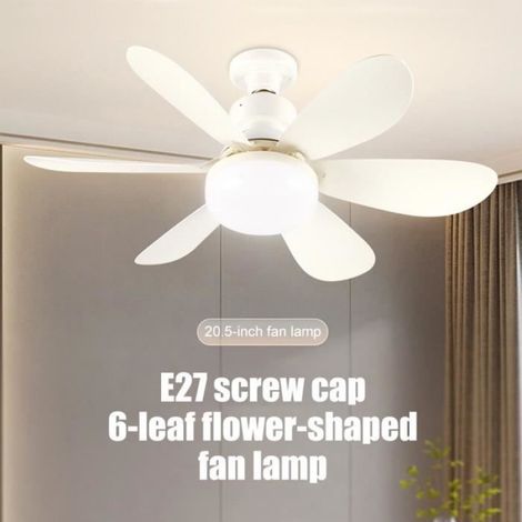 Ventilateur Plafond LED - E27 - 40 W - 3 Vitesses - Télécommande - Blanc - 520 x 195 mm - 6 Pales (1/3)