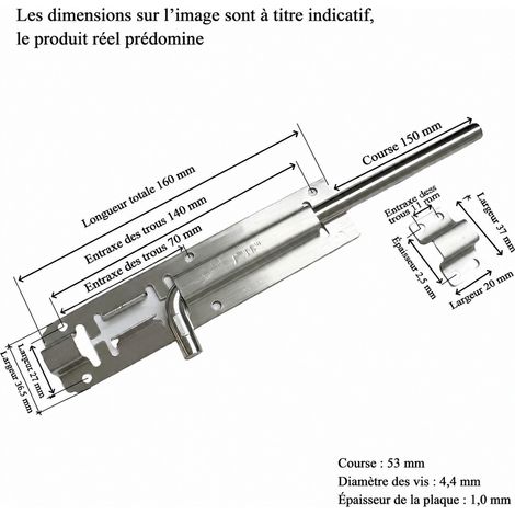 Verrou de porte en acier inoxydable 201 tige 8 mm longueur 28 cm avec vis 8 28 cm 201 5 g – Livraison gratuite